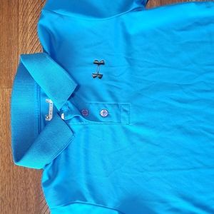 Blue kids size 6 under armour shirt.